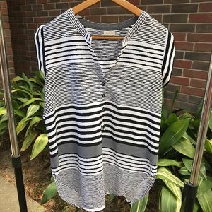 Antilia Femme Black & White Multi Striped Top